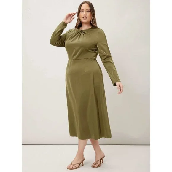 MOTF | Dresses | Motf Premium Plus Twist Midi Dress Olive Women Size 2xl |  Poshmark